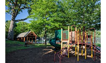 Lighted tennis courts in private community park